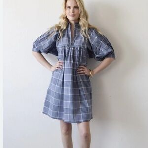 Plaid Mini Dress in Blue